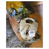 8 ASSORTED ANTIQUE LOCKS - NO KEYS