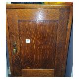 OAK ONE DOOR BOX WITH MEMORABLILIA