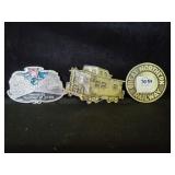 3 RAILROAD BELT BUCKLES