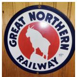 GREAT NORTHERN RAILWAY 10" METAL SIGN -