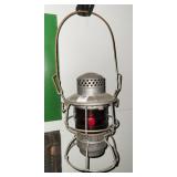 ADLAKE RAILROAD LANTERN WITH RED GLASS GLOBE