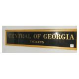 CENTRAL OF GEORGIA TICKETS SIGN - 7" X 31"