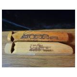 2 WOODEN TRAIN WHISTLES