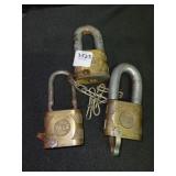 3 YALE PADLOCKS - NO KEYS