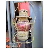 RAILROAD LANTERN - RED GLASS GLOBE