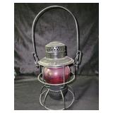 SOUTHERN RAILWAY LANTERN W/RED GLASS GLOBE