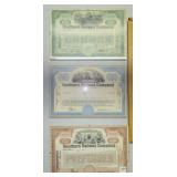5 RAILROAD STOCK CERTIFICATES: 3 ARE SOUTHERN
