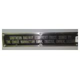 SOUTHERN RAILWAY EQUIP. TRUST METAL PLAQUE