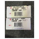 100 ROUNDS ULTRAMAX AMMO 40 S&W 150 GR JHP