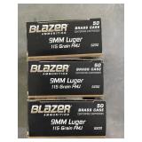 150 ROUNDS BLAZER BRASS CASE AMMO