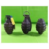 3 VINTAGE PRACTICE HAND GRENADES