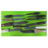 GROUPING: 11 FIXED BLADE KNIVES