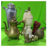 GROUPING: CHROMEWARE, BRASS, LAMPS, ETC.