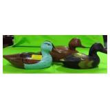 DUCK COVERED BOX AND 2 DECOYS