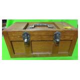 WOOD TOOL BOX WITH INSERT TRAY