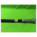 WALKING CANE WITH SILVER PLATE POMMEL