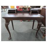 MAHOGANY DESK WITH BALL AND CLAW FEET