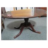 MAHOGANY OVAL GLASS TOP COFFEE TABLE