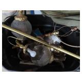 GROUPING: POLE LAMPS, MILITARY SUIT BAG, CLOCK, LA