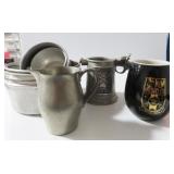 GROUPING: PEWTER MUGS, TINWARE, CERAMICS, ETC.