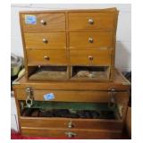 2 PARTIAL WOODEN BOXES WITH GUN PARTS