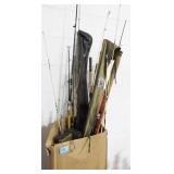 COLLECTION OF FISHING POLES - SOME WITH REELS