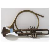 BRASS FOX HORN AND TRUMPET