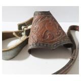 GROUPING: LEATHER HORSE STIRRUPS, GIRTH, ETC.