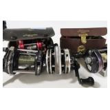 5 VINTAGE FISHING REELS - AMBASSADORE AND OTHERS