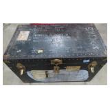 VINTAGE FOOT LOCKER WITH VINTAGE MILITARY UNIFORM