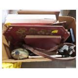 GROUPING: TIN TRAY, CANTEEN, VINTAGE ART WORK