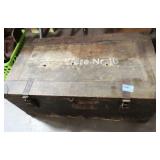 WOODEN STORAGE BOX WITH VINTAGE FLASHLITE, LASER