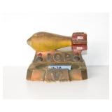 VINTAGE CHALKWARE DESK ASHTRAY WITH BOMB DESIGN