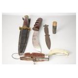 6 FIXED BLADE AND  FOLDING KNIVES