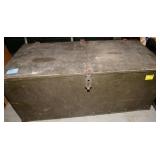 VINTAGE WOODEN ARMY FOOT LOCKER WITH BDU