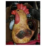 GROUPING: ROOSTER PITCHER, CANDLESTICKS, ETC.