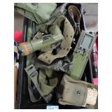 GROUPING: MILITARY WEB BELT, FIELD DRESSING,