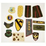 GROUPING: MILITARY PATCHES, SHOULDER BOARDS,
