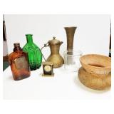 GROUPING: BOTTLES, CANDLE HOLDERS, ETC.