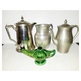 GROUPING: PITCHER, COFFEE POT, HANGING LAMP