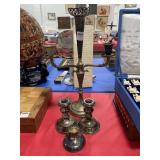 4 SILVERPLATE CANDLESTICKS - VARIOUS SIZES
