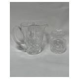 6" CRYSTAL PITCHER AND MARMALADE JAR