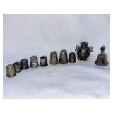 8 COLLECTIBLE THIMBLES (5) MARKED STERLING,  SMALL