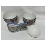 18 PC CHINESE SOUP BOWL AND SPOON SET - GREAT