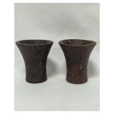 PAIR INCA COLONIAL WOOD VASE-3"