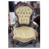 FRENCH STYLE CARVED BACK ARM CHAIR