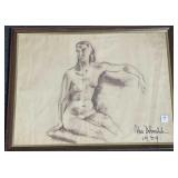 "NUDE SITTING" BY J. DOBEOFZEK?? 1959 - ORIGINAL
