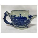 BLUE AND GRAY STONEWARE TEA POT