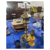 OIL LAMP AND 2 MINIATURE OIL LAMPS
