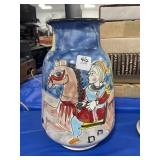 12" CERAMIC PAINTED VASE - TAG: SAKS FIFTH AVE.